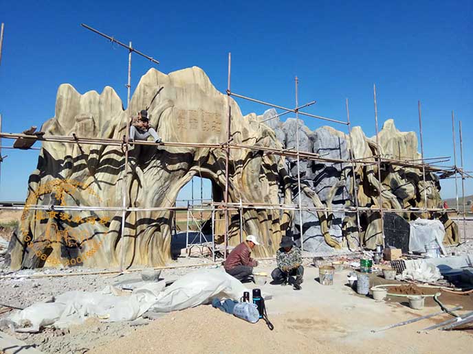 承德豐寧大灘鎮(zhèn)仿真樹大門制作過程續(xù)集－淡水河谷制作