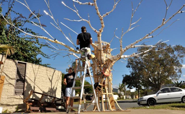 仿真樹廠家現場制作大型假樹