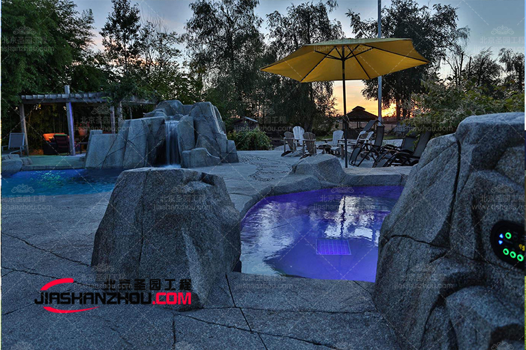 三門峽市九龍生態園內塑石假山景觀水池制作