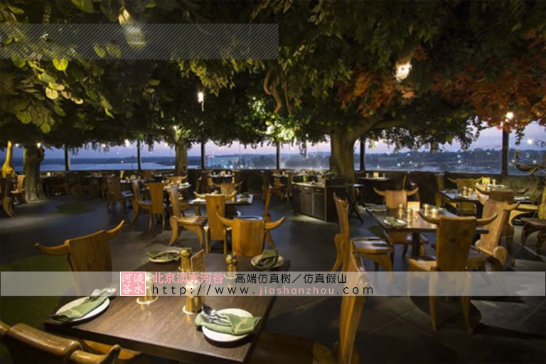 室內假山假樹景觀圖片