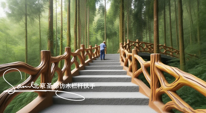 jimeng-2025-06-25-5085-正在施工制作的旅游區(qū)樓梯室外安全圍欄設計制作過程，美工正在施工制作，先用鋼筋焊接....jpeg