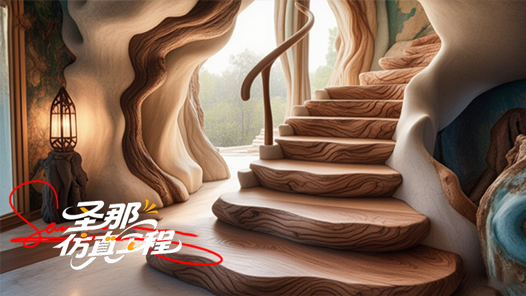 水泥仿木樓梯