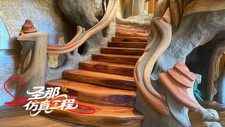 水泥仿木樓梯