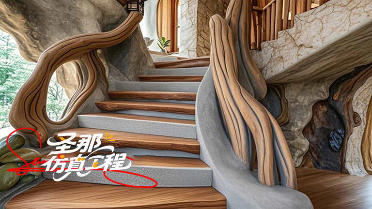 水泥仿木樓梯
